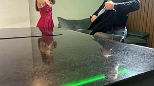 husband watches me fuck wildly with skinny teen wife creampie!