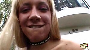 one lucky guy stuffs skinny blonde's asshole cums on face