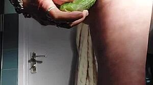 GRANNY OMA FUCKS WET CUNT WITH CUCUMBER!!