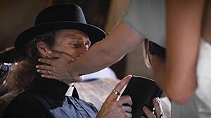 yo these two horny nympho lesbians are getting fucked hard by the priest lol