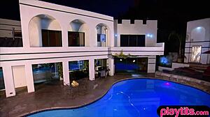 Sultry Ebony Couple Enters Swingers Orgy Mansion