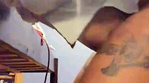 ebony milf teases strips deepthroats big cock