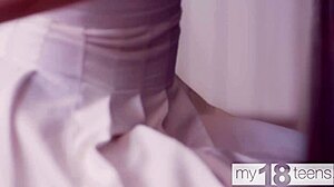 damn this hot 18+ brunette with saggy tits loves her tight asshole stuffed by buttplug and dildo