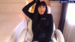 helga teases in red lingerie with perky ass wiggle strip