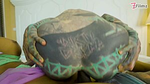 tattoo shemales double anal fuck hot tattoo girl's gaping hole in threesome