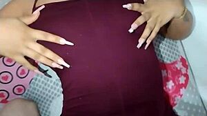 Groping Big Tits Then Cock In Brunette's Tight Buttocks