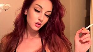 Artemisia's Micro Bikini Clings to Massive Tits While Smoking