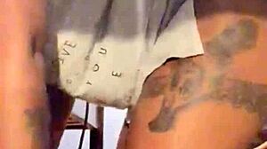 ebony milf teases strips deepthroats big cock