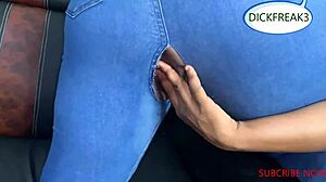 Ebonys Ripped Jeans Quickie With Delivery Man Full Creampie