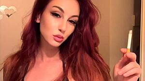 Artemisia's Micro Bikini Clings to Massive Tits While Smoking