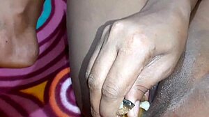 lonely indian girl stuffs banana deep in horny pussy