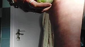 GRANNY OMA FUCKS WET CUNT WITH CUCUMBER!!