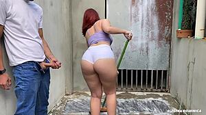 Horny brazilian maid twerks provokes pov latina fuck