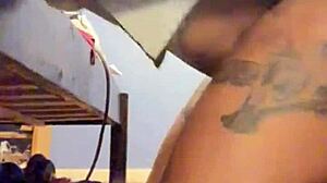 ebony milf teases strips deepthroats big cock