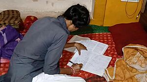 teacher pounds chained college coed's pierced tits with cucumber bondage