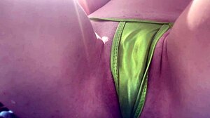 Italian milf Artemisia soaks shaved pussy publicly at beach!