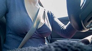 italian milf flashes big tits nipples on los angeles car ride feeling horny