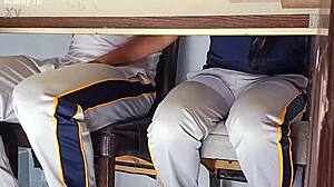 Hot College Coed Flashes Uniform Goes Wild Desk Doggystyle Quickie