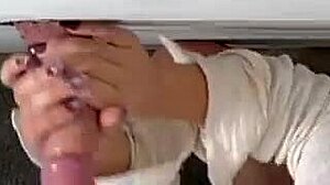 Blonde Glory Hole Slut Deepthroats Stranger's Monster Cock