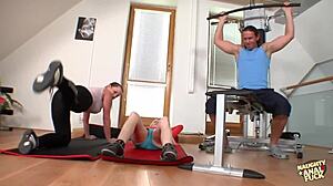 Brunette Blonde Threesome Burns Calories With Ass Pounding