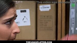 WOW! Cute Skinny Teen Shoplifter Cums on Mall Cop Cock!