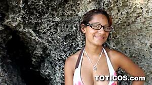 Nerdy 18YO Latina Pounds Rock-Hard Big Tits On Monster Black Cock Outdoors
