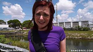 amateur redhead trades ass for cash with messy facial cumshot