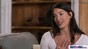 roommates dare you to lick this big tit milf psychic's shaved pussy next