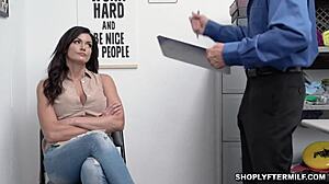 Brunette Shoplifter Becky Bandini Pussy Eaten in Office