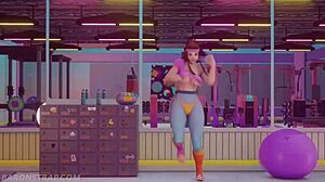 hey, brigitte's shadow workout licks tits in gym?