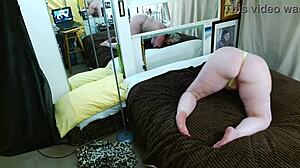 Mature Dawnskye Fingers Wet Pussy in Yellow Thong for Mark