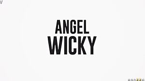 angel wicky gags on glory hole cock at work!