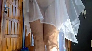 caught my stepmom cleaning on cam... so hot in that skirt!