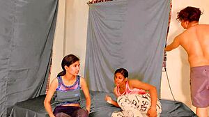 Swapping my wet teen pussy for couple's wild fuck