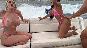 Kali Roses and Brandyslicious fucked roughly by Teddy Tarantino's monster cock on yacht