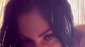 Brunette Hottie Fingers Wet Pussy Moans with Huge Tits on Display