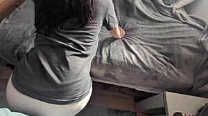 pov white girl shakes petite ass twerking on cock in boxers homemade redhead tease