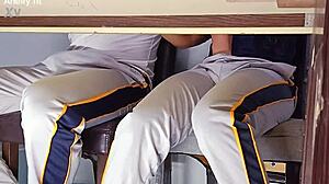 Hot College Coed Flashes Uniform Goes Wild Desk Doggystyle Quickie