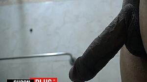 wanna see this lustful prisoner stroke his monster cock in jail restroom close-up?