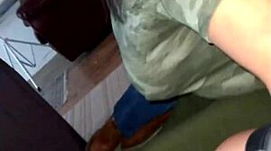 sexy latina wife teases big tits during couch foreplay