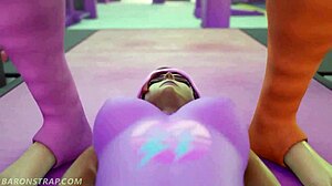 hey, brigitte's shadow workout licks tits in gym?