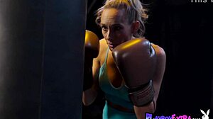 smoking HOT big BOOBED teen boxer natalie mae strips for NUDE workout!