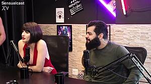 Lady Snow flaunts tits talking cum swallowing fetish