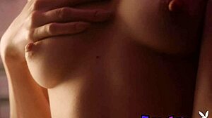 amelia, the passionate all-natural blonde teen, strips and poses naked on the bar counter teasing her small tits