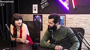 Lady Snow flaunts tits talking cum swallowing fetish