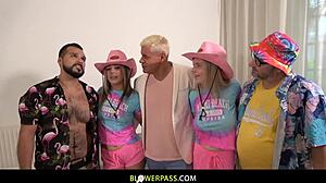 chubby teddy scores double bj from chicago blonde besties cumswap!