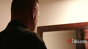 Bound redhead milf begs for rough breeding on bed!