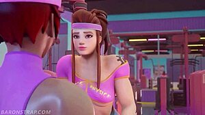 hey, brigitte's shadow workout licks tits in gym?