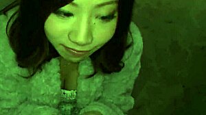 young asian sucks deep behind bowling alley craving old man's cum on puffy tits