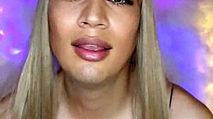 Dressed transsexual pulls cock in sexy crossdress tease